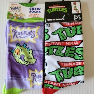 Nickelodeon Rugrats and TMNT Colorful Crew Socks
